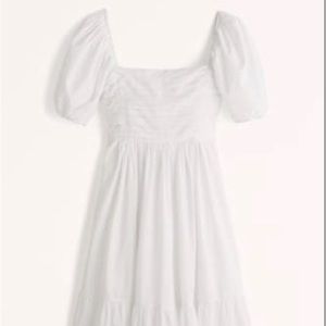 Abercrombie White Emerson Poplin Puff Sleeve Midi Dress X-Small Regular Petite